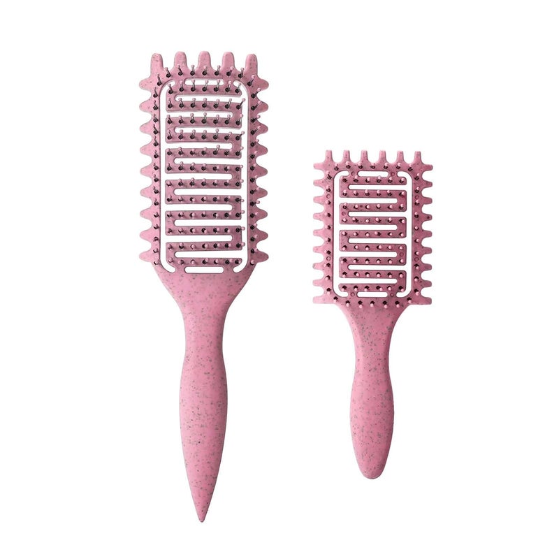Yingbtr Curl Defining Brush,2024 Curly Hair Brush,Vented Hair Brush for Detangling, Shaping and Defining Curls For Women and Men Less Pulling (2Pcs Pink) - Image 1